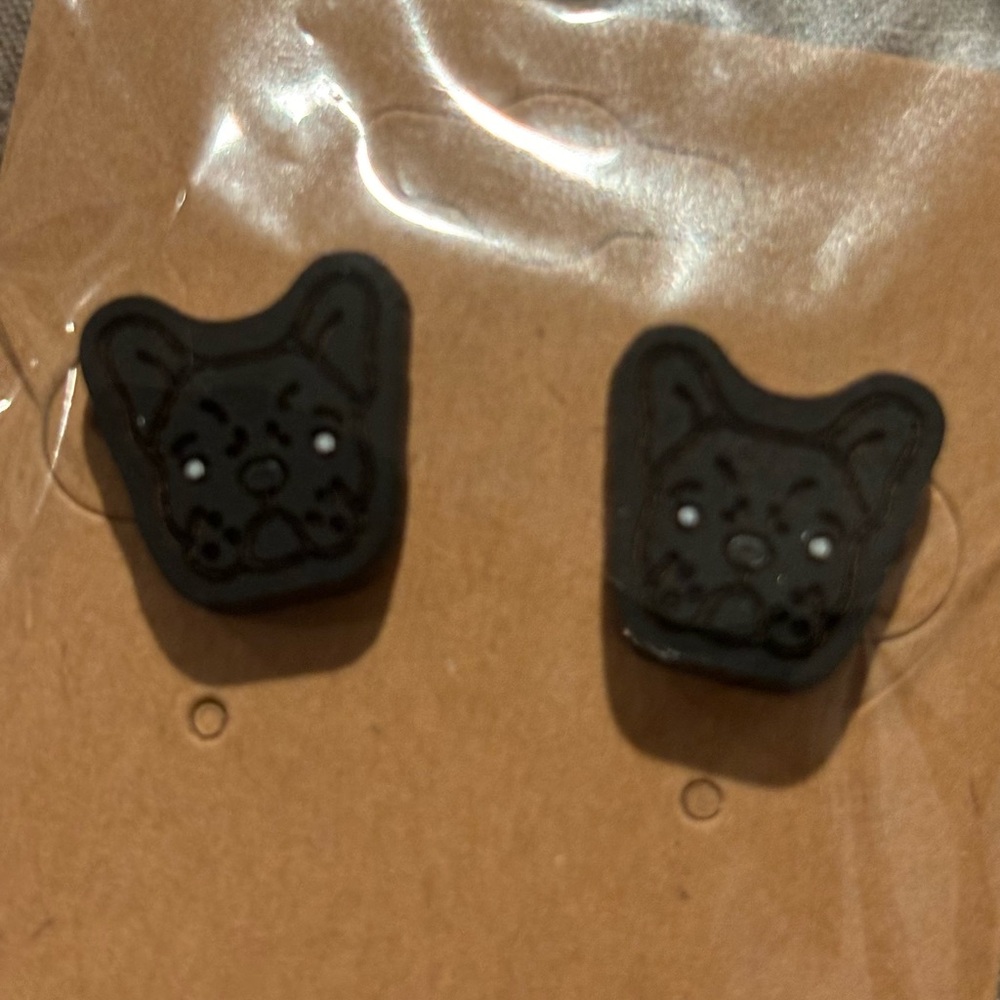 Handcrafted Frenchie Earrings.  Handpainted wooden with sterling backing ❤️❤️❤️